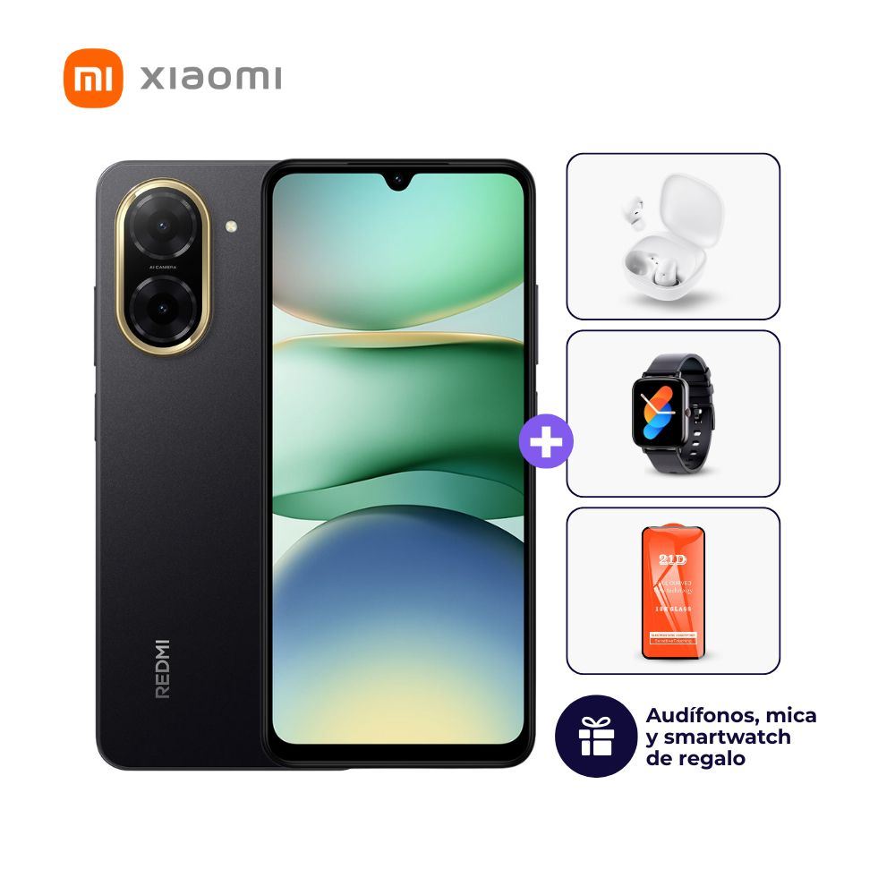 Xiaomi Redmi A5 4G 64GB 3GB Negro + Smartwatch + Audífonos + Mica